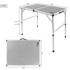 AKTIVE - Table De Camping Pliante, Réglable En 2 Hauteurs, 90x60x40/70 Cm, Gris -Magasin De Plein Air aktive table de camping pliante reglable en 2 hauteurs 90x60x4070 cm gris 3
