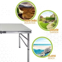 AKTIVE - Table Pliante Avec 2 Tabourets Et Poignée De Transpor, Gris -Magasin De Plein Air aktive table pliante avec 2 tabourets et poignee de transpor gris 3