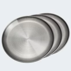 Assiette Plate De Camping | Diamètre Env. 23 Cm | Acier Inox | 3 Assiettes -Magasin De Plein Air assiette plate de camping diametre env 23 cm acier inox 3 assiettes 2