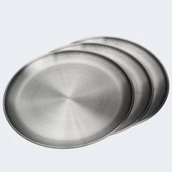 Assiette Plate De Camping | Diamètre Env. 23 Cm | Acier Inox | 3 Assiettes -Magasin De Plein Air assiette plate de camping diametre env 23 cm acier inox 3 assiettes 4