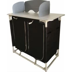 BAYASUN Meuble De Cuisine 4 Étagères Pieds Réglables Gris -Magasin De Plein Air bayasun meuble de cuisine 4 etageres pieds reglables gris 2