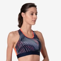 Kalenji BRASSIERE D'ATHLETISME FEMME BLEUE ET ORANGE -Magasin De Plein Air brassiere dathletisme femme bleue et orange 2