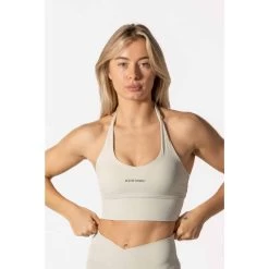 Brassière Fitness Halter Bleu Crème Beige -Magasin De Plein Air brassiere fitness halter bleu creme beige 2