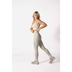 Brassière Fitness Halter Bleu Crème Beige -Magasin De Plein Air brassiere fitness halter bleu creme beige 3