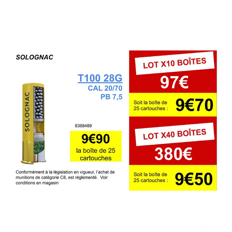CARTOUCHE BALL TRAP T100 28g CALIBRE 20/70 PLOMB N°7,5 X25 2 CARTOUCHE BALL TRAP T100 28g CALIBRE 20/70 PLOMB N°7,5 X25 – Image 2