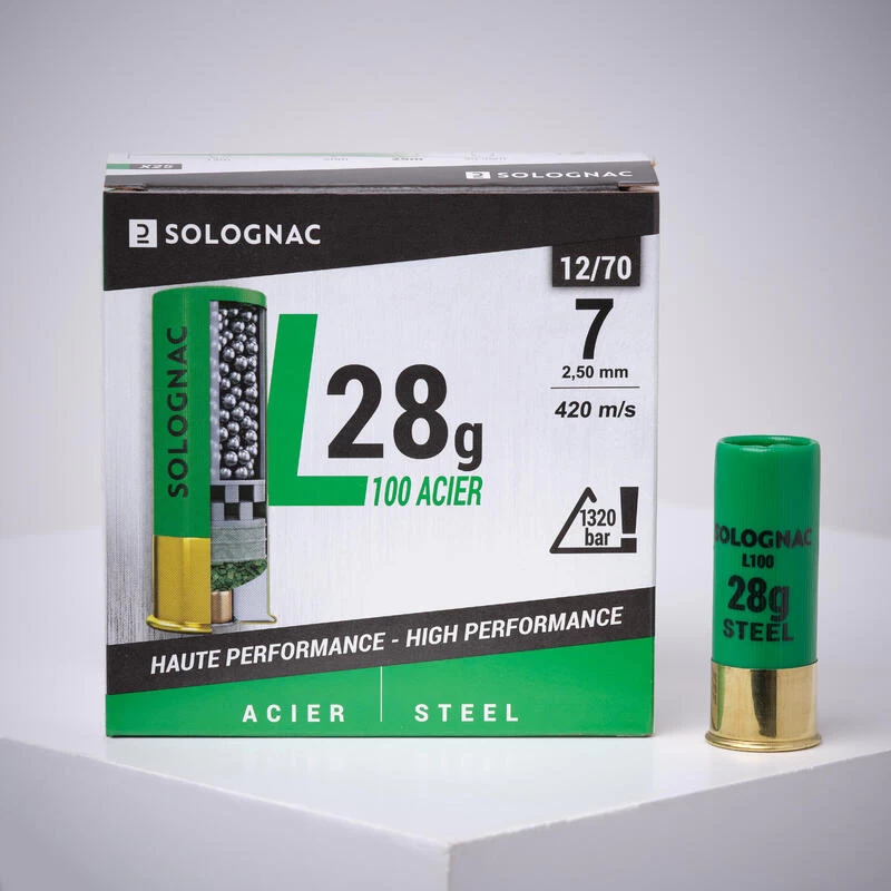 Cartouche L100 28gr Haute Vitesse CALIBRE 12/70 BILLE Acier N°7 X25 1 Cartouche L100 28gr Haute Vitesse CALIBRE 12/70 BILLE Acier N°7 X25