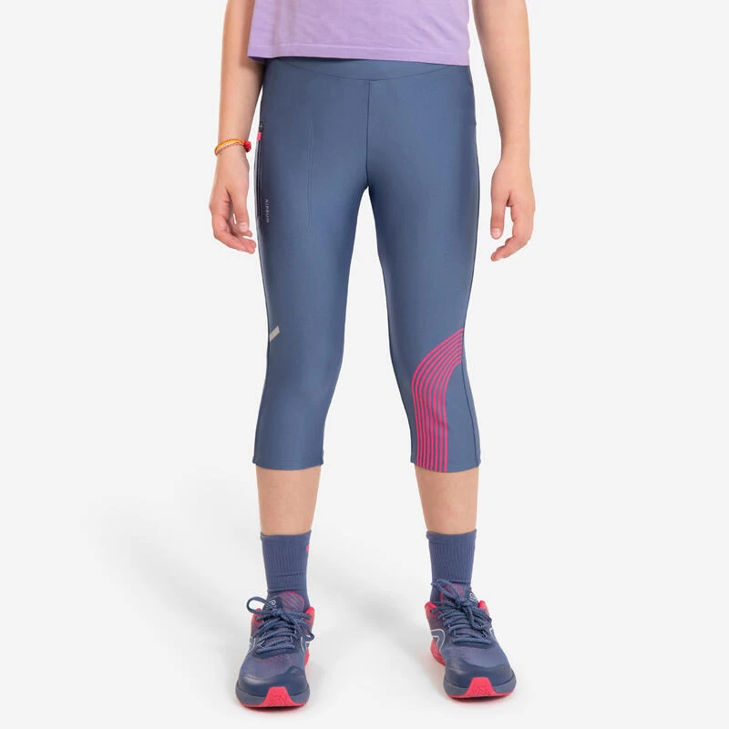 Corsaire De Running Respirant Enfant - KIPRUN DRY Gris Rose 2 Corsaire De Running Respirant Enfant - KIPRUN DRY Gris Rose – Image 2