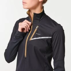 MAILLOT DE TRAIL RUNNING MANCHES LONGUES SOFTSHELL FEMME NOIR BRONZE -Magasin De Plein Air maillot de trail running manches longues softshell femme noir bronze 5