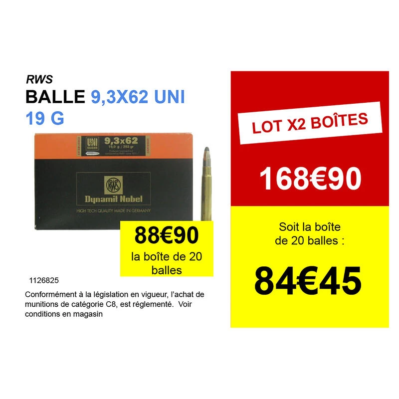 Munition RWS 9,3x62 Uni Classic 19g - 293 Grains RWSX20 2 Munition RWS 9,3x62 Uni Classic 19g - 293 Grains RWSX20 – Image 2