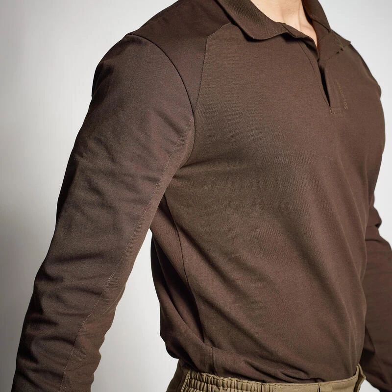 POLO MANCHES LONGUES RENFORT MARRON 100 3 POLO MANCHES LONGUES RENFORT MARRON 100 – Image 3