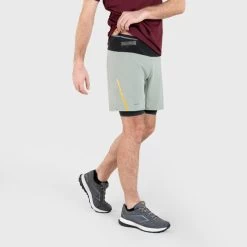 SHORT CUISSARD DE TRAIL RUNNING CONFORT HOMME KAKHI -Magasin De Plein Air short cuissard de trail running confort homme kakhi 2