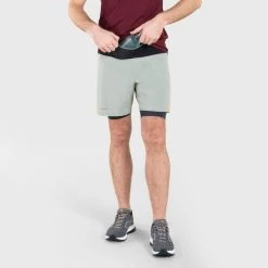 SHORT CUISSARD DE TRAIL RUNNING CONFORT HOMME KAKHI -Magasin De Plein Air short cuissard de trail running confort homme kakhi 3