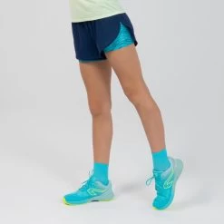 Short De Running Et D'athlétisme Pour Fille AT 500 2 En 1 Marine Vert -Magasin De Plein Air short de running et dathletisme pour fille at 500 2 en 1 marine vert 5
