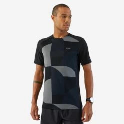 T-shirt De Running Respirant Homme - KIPRUN 900 Light Noir Et Gris Carbone