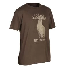 T-shirt Manches Courtes Chasse Coton Homme - 100 Cerf Marron