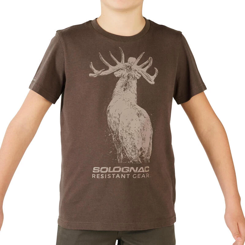 T-SHIRT Manches Courtes Chasse Coton Junior -100 LTD Cerf Marron 2 T-SHIRT Manches Courtes Chasse Coton Junior -100 LTD Cerf Marron – Image 2