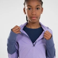 T-Shirt Manches Longues Chaud Avec Zip Fille-KIPRUN WARM+ 500 Mauve Gris -Magasin De Plein Air t shirt manches longues chaud avec zip fille kiprun warm 500 mauve gris 9