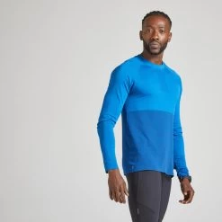 T-SHIRT RUNNING HOMME RESPIRANT MANCHE LONGUE KIPRUN CARE BLEU ROY -Magasin De Plein Air t shirt running homme respirant manche longue kiprun care bleu roy 2