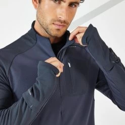 T-SHIRT RUNNING MANCHES LONGUES HIVER HOMME - KIPRUN WARM LIGHT BLEU FONCE -Magasin De Plein Air t shirt running manches longues hiver homme kiprun warm light bleu fonce 5