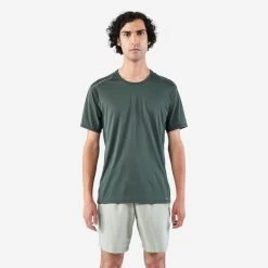 T-shirt Running Respirant Homme - Dry+ Vert Foncé