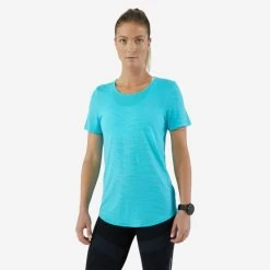 T-shirt Running Sans Couture Femme - KIPRUN Run 500 Confort Turquoise