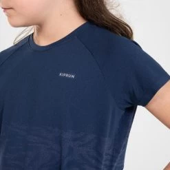 T-Shirt Running Sans Couture Fille - KIPRUN CARE Marine -Magasin De Plein Air t shirt running sans couture fille kiprun care marine 3