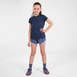 T-Shirt Running Sans Couture Fille - KIPRUN CARE Marine -Magasin De Plein Air t shirt running sans couture fille kiprun care marine 7