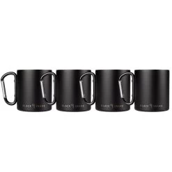 Tasse Thermique De Camping 300 Ml | Mousqueton | Acier Inoxydable | 4 Gobelets