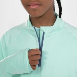 Tee-Shirt Manches Longues Running Enfant 1/2 Zip Chaud - KIPRUN Warm 100 Vert -Magasin De Plein Air tee shirt manches longues running enfant 12 zip chaud kiprun warm 100 vert 6