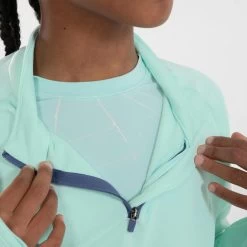 Tee-Shirt Manches Longues Running Enfant 1/2 Zip Chaud - KIPRUN Warm 100 Vert -Magasin De Plein Air tee shirt manches longues running enfant 12 zip chaud kiprun warm 100 vert 7