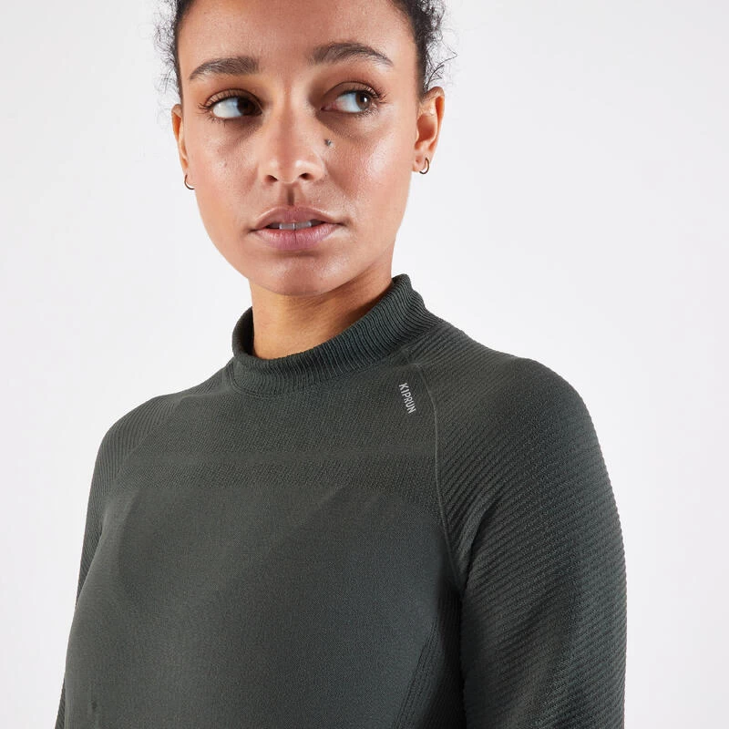 TEE SHIRT MANCHES LONGUES RUNNING SANS COUTURES FEMME - KIPRUN SKINCARE KHAKI 5 TEE SHIRT MANCHES LONGUES RUNNING SANS COUTURES FEMME - KIPRUN SKINCARE KHAKI â Image 5