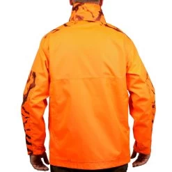 VESTE CHASSE RESISTANTE IMPERMEABLE ORANGE FLUO SUPERTRACK 100 -Magasin De Plein Air veste chasse resistante impermeable orange fluo supertrack 100 4
