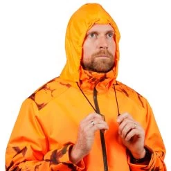 VESTE CHASSE RESISTANTE IMPERMEABLE ORANGE FLUO SUPERTRACK 100 -Magasin De Plein Air veste chasse resistante impermeable orange fluo supertrack 100 9