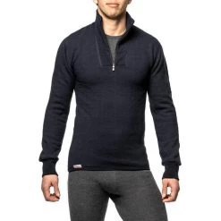 Woolpower Merino Mid Layer Zip Turtleneck 400 - Marine Foncé -Magasin De Plein Air woolpower merino mid layer zip turtleneck 400 marine fonce 3